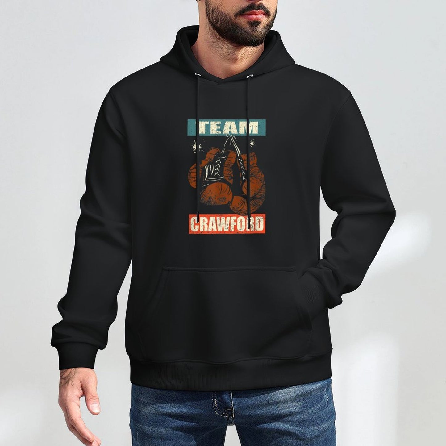 Crawford Last Name Retro Family Name Crawford Boxing Adjustable Hood Hoodie