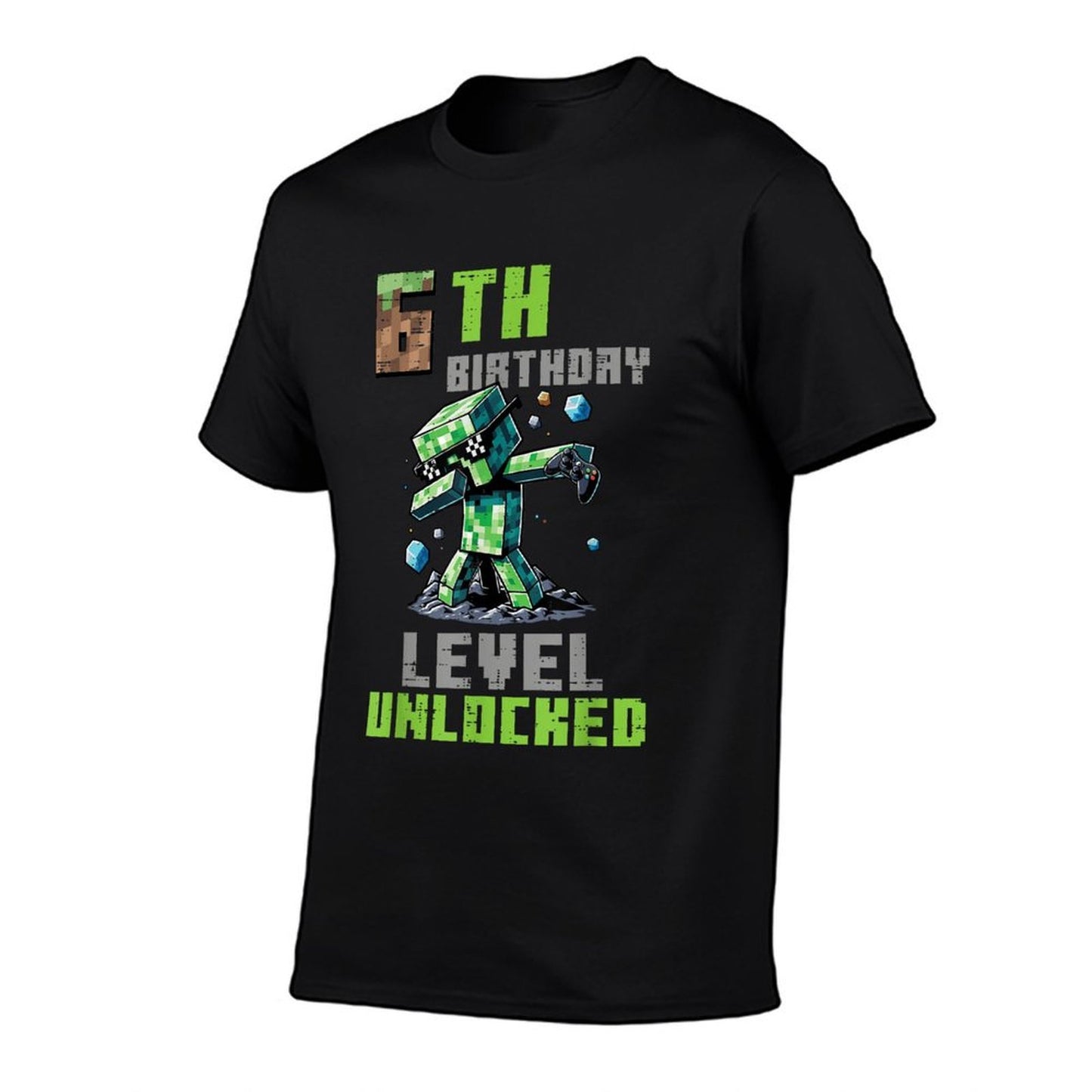 6th Birthday Level Unlocked Pixel Dab 6 Bday Gamer Boys Kids  Versatile T-Shirt