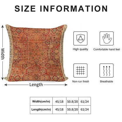 17th Century Velvet And Silk Carpet Print Soft Decorative Cover Throw Pillow
