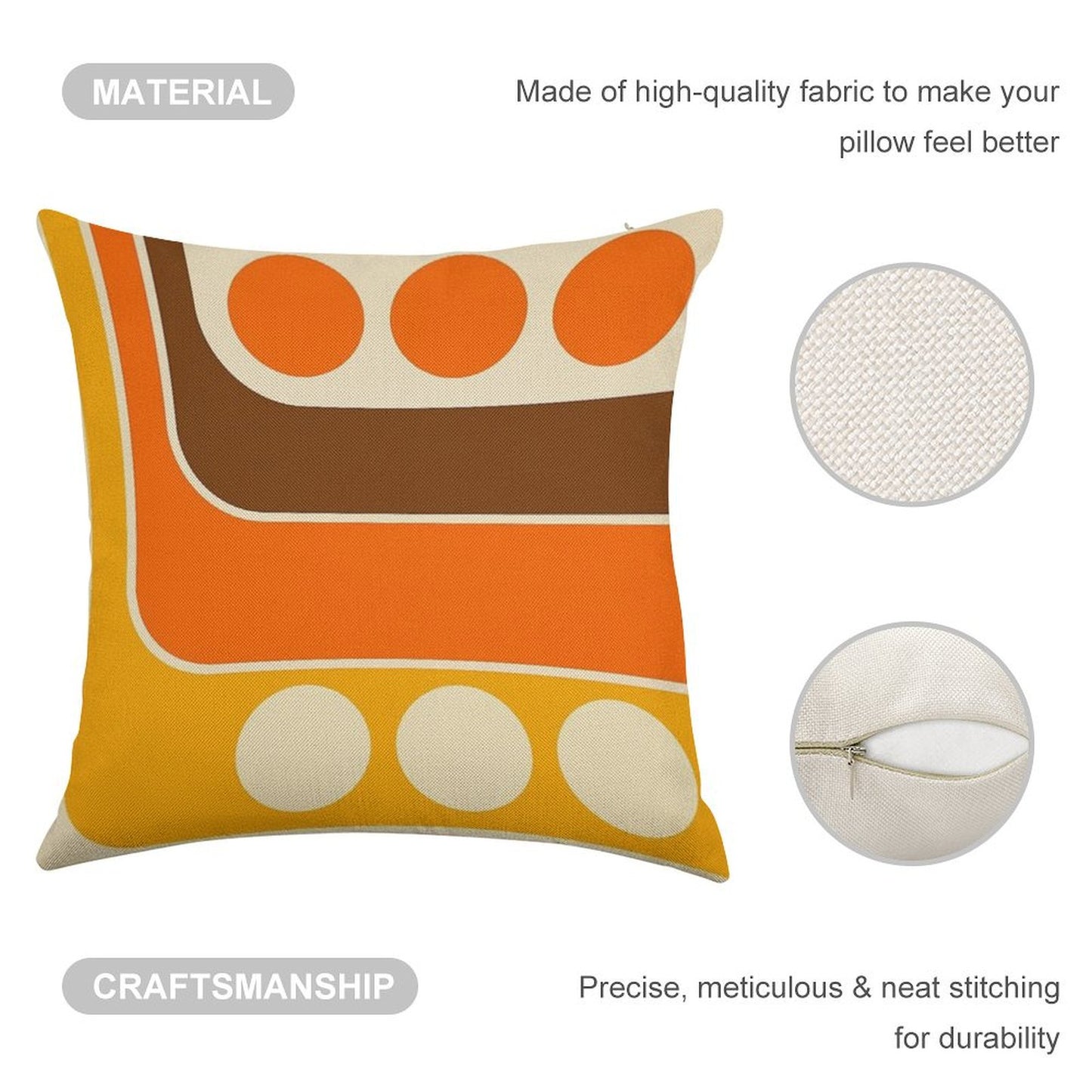 Retro Geometric Design 653 Linen Throw Pillow Cover