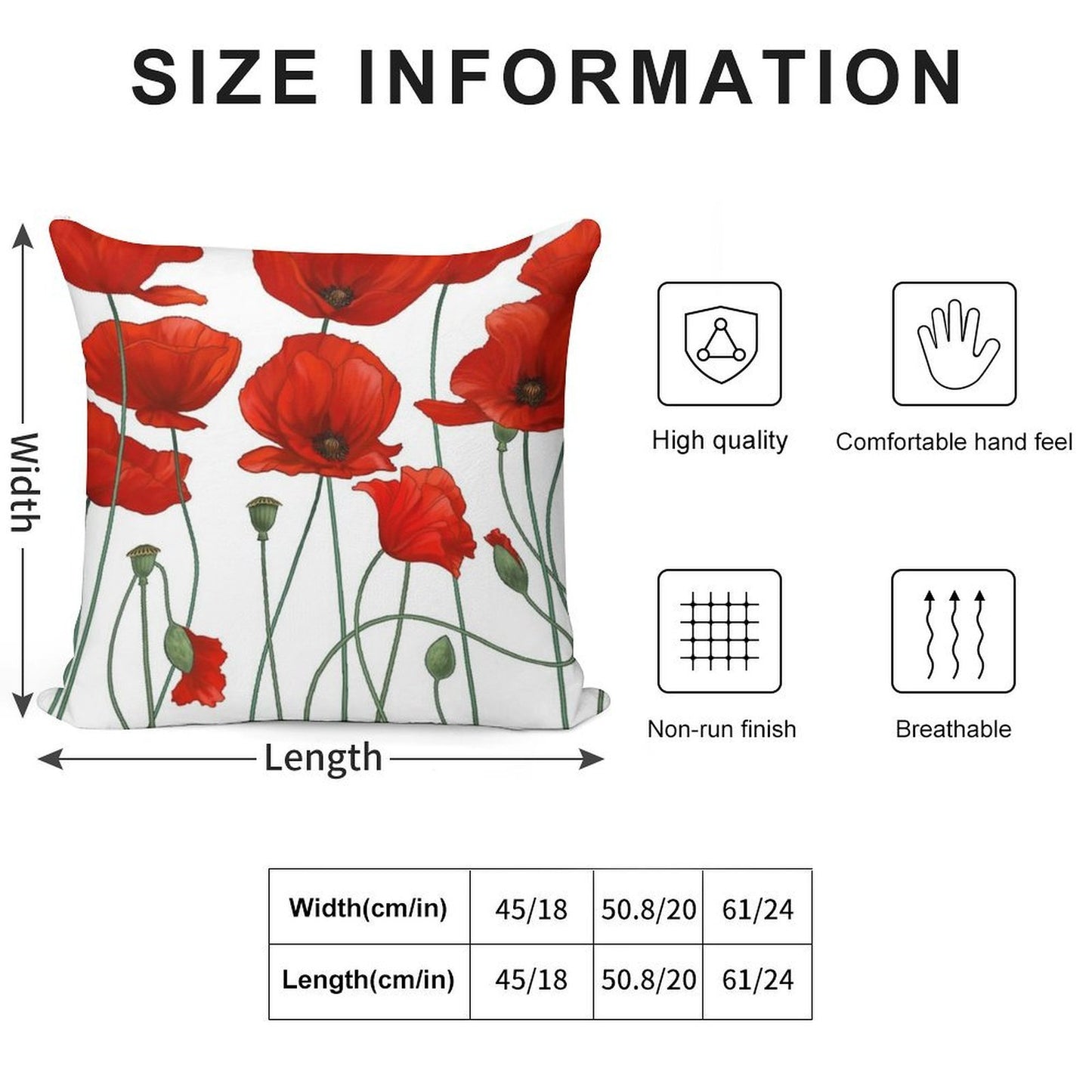 Poppy Stems. Soft Anti-Pilling Throw Pillow