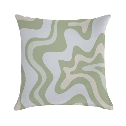 Liquid Swirl Contemporary Abstract in Light Sage Green Grey Almond Soft Short Plush Fabric Throw Pillow