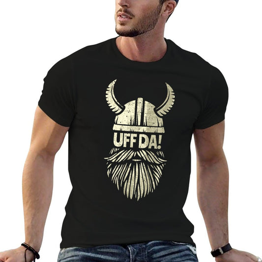 Uff Da Norwegian Quote Scandinavian Viking Helmet Beard Man T-Shirt