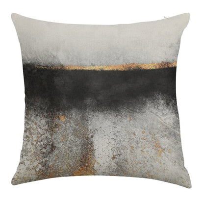 Soot And Gold Linen Throw Pillow Cover
