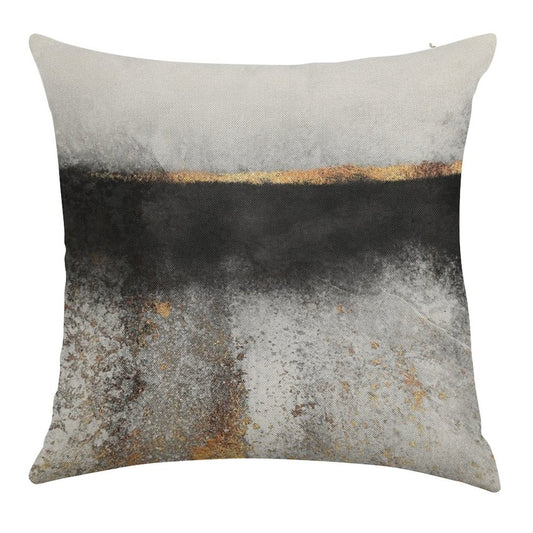 Soot And Gold Linen Throw Pillow Cover