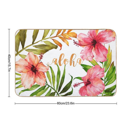 Aloha Tropical Hawaiian Floral Watercolor Bath Mat