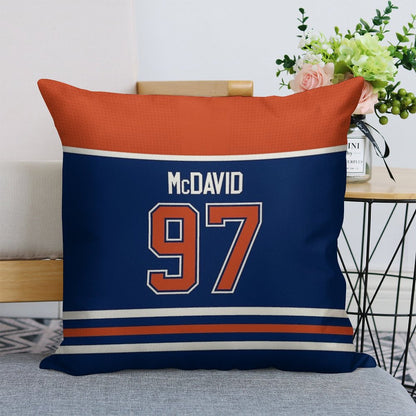 Edmonton Oilers Connor McDavid Home Jersey Back Phone Case Linen Throw Pillow Cover