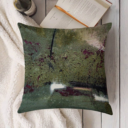 Sage And Plum Textured Abstract Linen Throw Pillow Cover