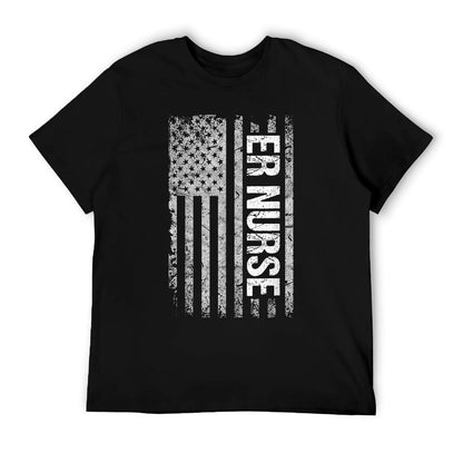 Patriotic Healthcare Workers And Gifts Classic Distressed Flag for Emergency Room ER Nurses Unisex-Adults Black Small T-Shirt