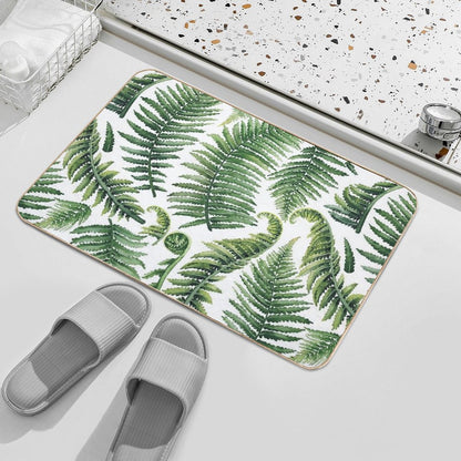 Watercolor Fern Leaves Bath Mat