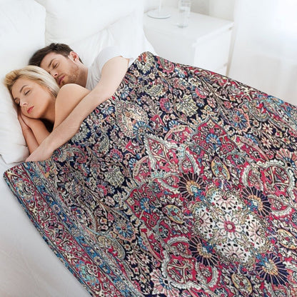 Kashan Central Persian Rug Print Throw Blanket
