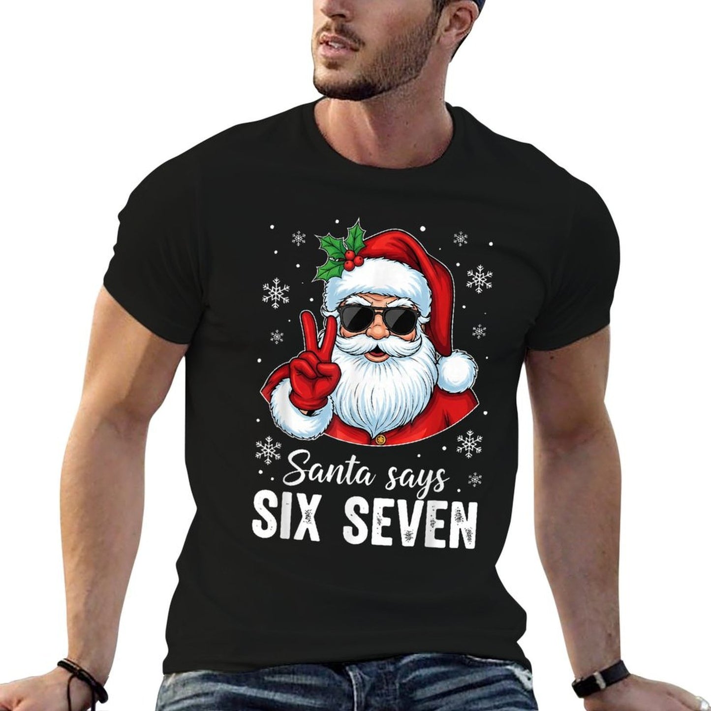 Funny Santa Says Six Seven Christmas 67 Meme Xmas Boys Girls  Stretchy T-Shirt