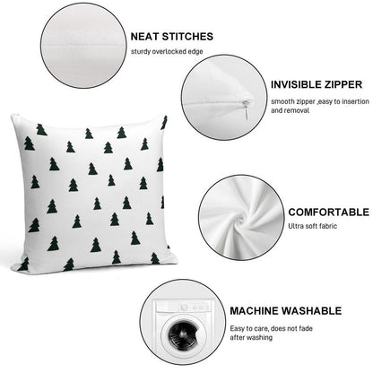 Black Modern Christmas Tree Pattern Soft Reinforced Edging Throw Pillow
