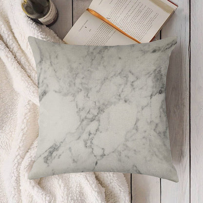 White Marble Print Linen Throw Pillow Cover