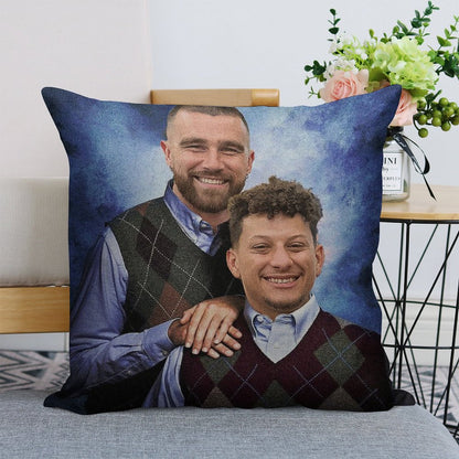 Kelce And Mahomes Stepbrothers Linen Throw Pillow Cover
