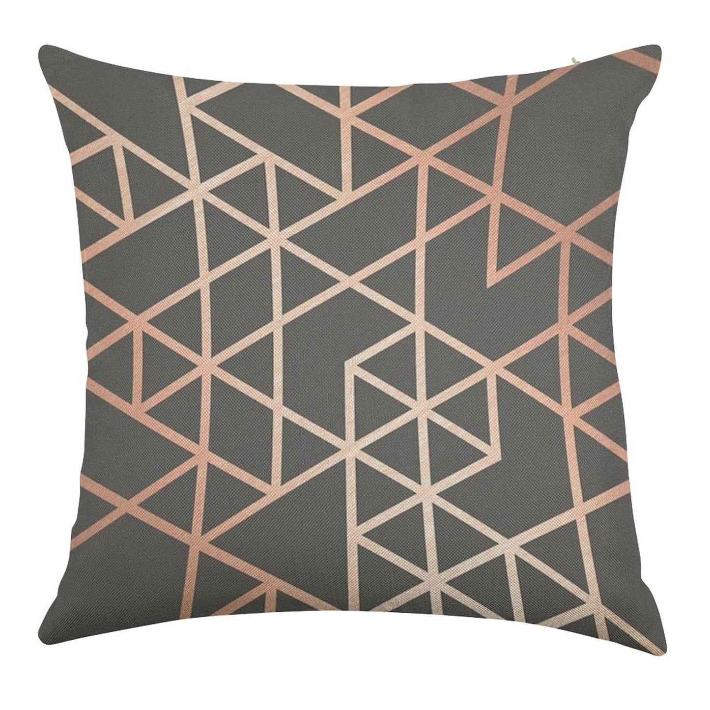 Rose Gold And Gray Geometric Pattern Linen Throw Pillow Cover