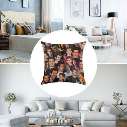 Andrew Garfield Photo Collage Linen Throw Pillow Cover