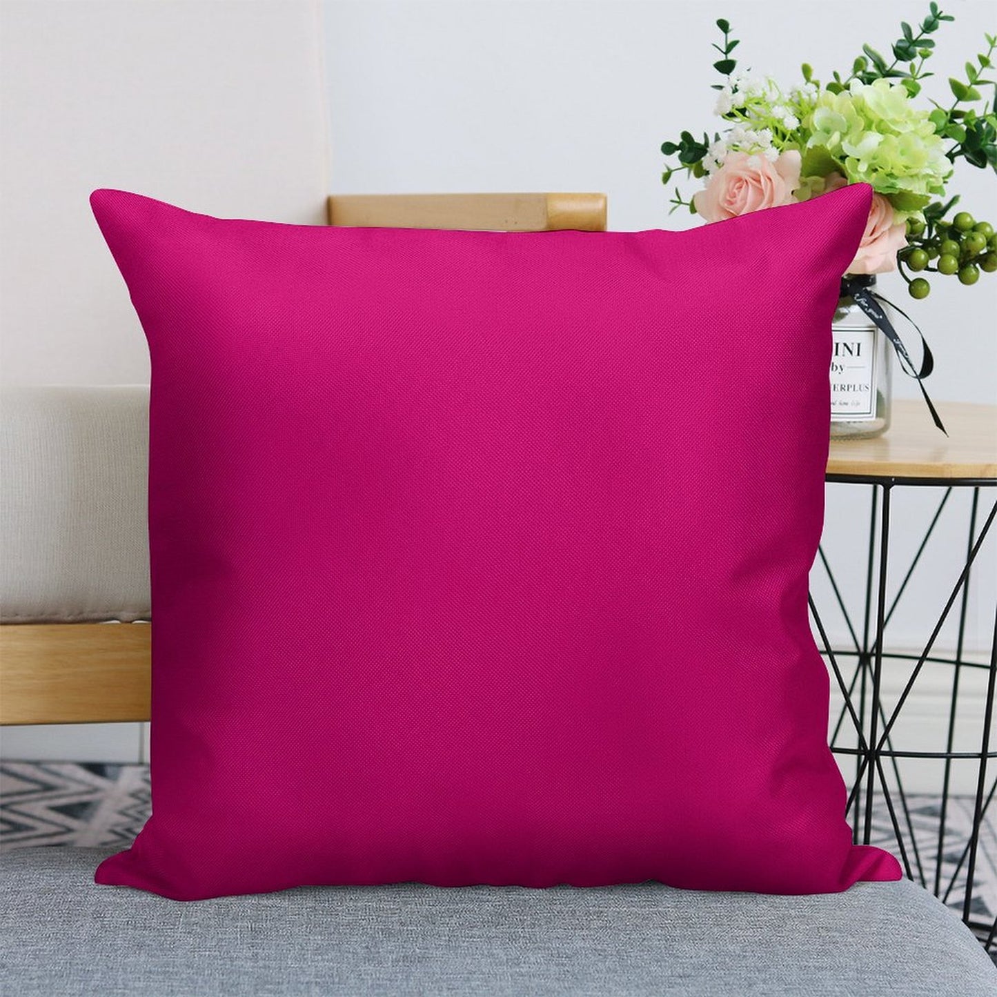 Hot Pink Fuchsia Solid Color Decor Linen Throw Pillow Cover