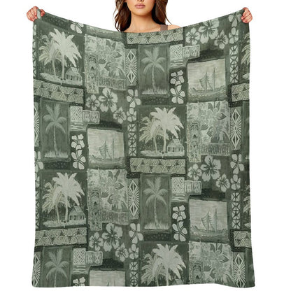 Kona Coast Retro Aloha Shirt Print Throw Blanket