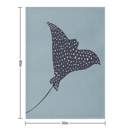 Stingray Fish Illustration Throw Blanket