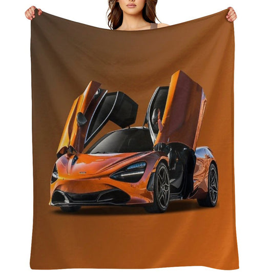 Orange Super McLaren P1 Formula 1 Design Throw Blanket