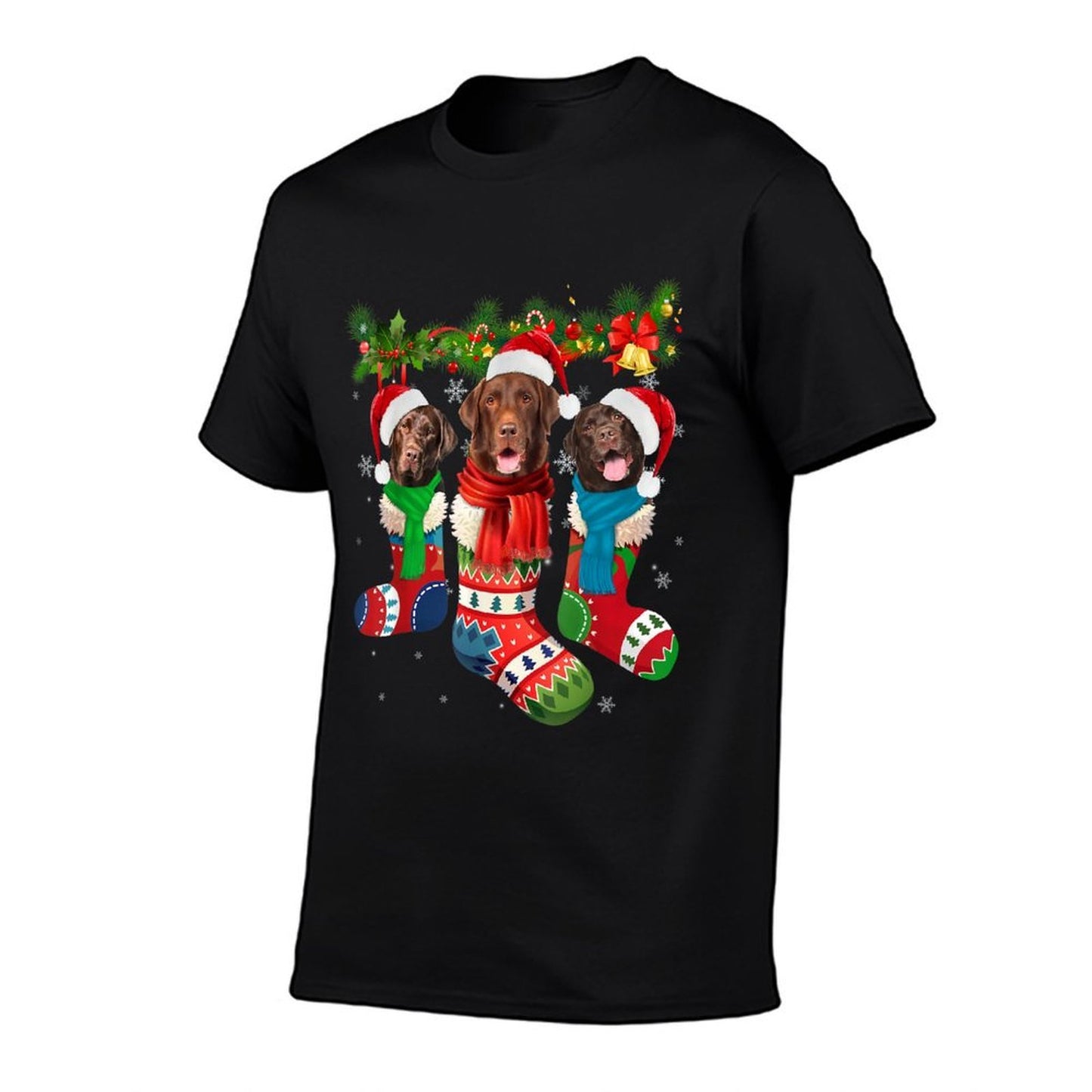 Chocolate Lab In Christmas Socks  Breathable T-Shirt