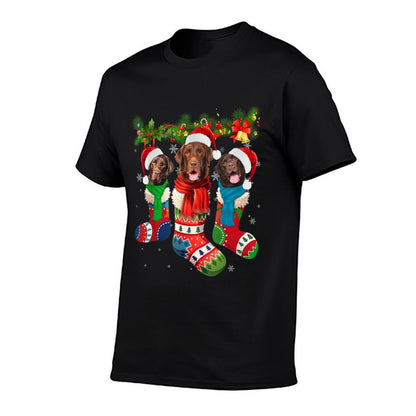 Chocolate Lab In Christmas Socks  Breathable T-Shirt