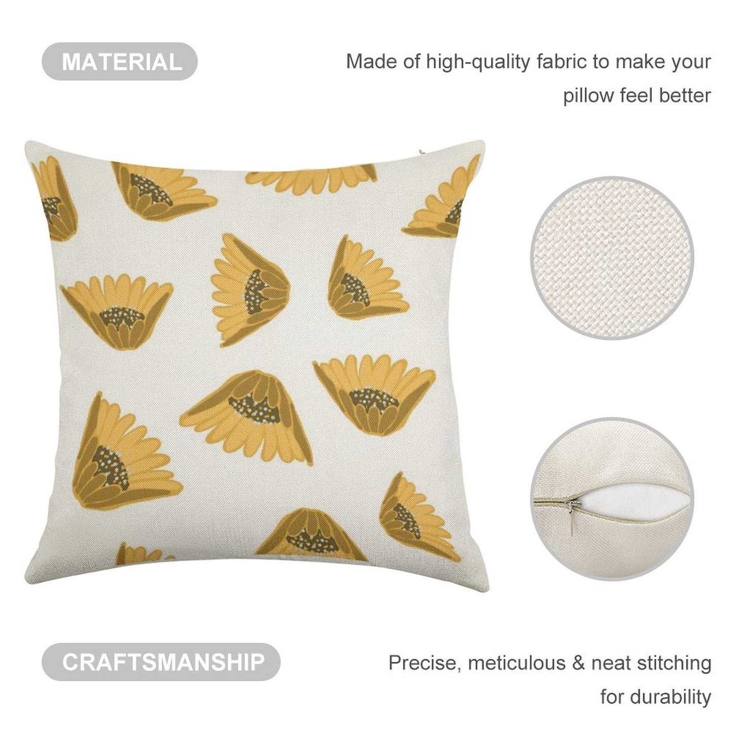 Sunflower Arrival Linen Throw Pillow Cover