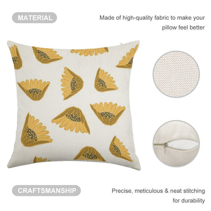 Sunflower Arrival Linen Throw Pillow Cover