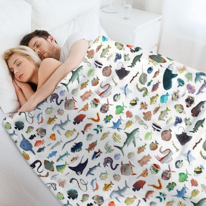 One Hundred Fish Throw Blanket