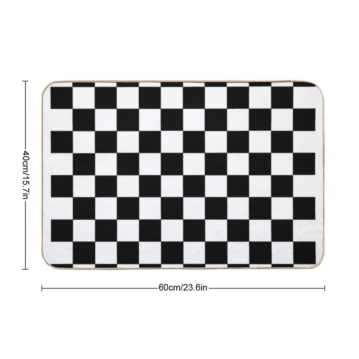 Checkered Black And White Bath Mat