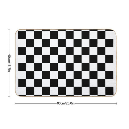 Checkered Black And White Bath Mat