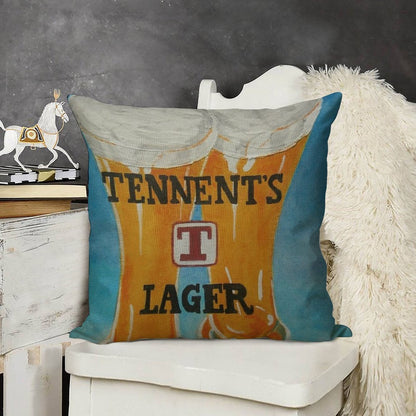 Tennents Lager Linen Throw Pillow Cover