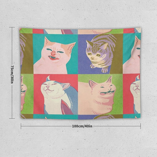 Four Meme Cats of The Apocalypse Tapestry