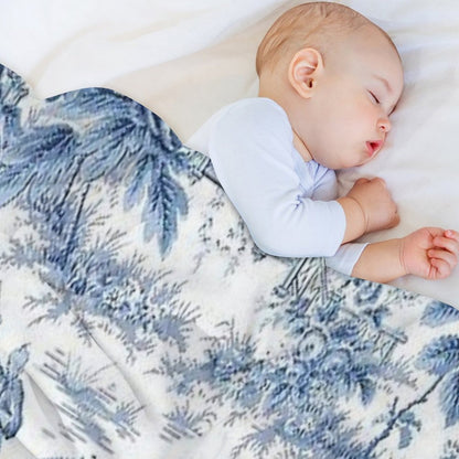 Powder Blue Chinoiserie Toile Throw Blanket