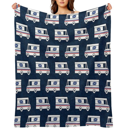 Mail Trucks - Blue Throw Blanket