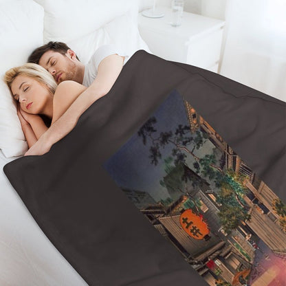 Night Street Rain Throw Blanket