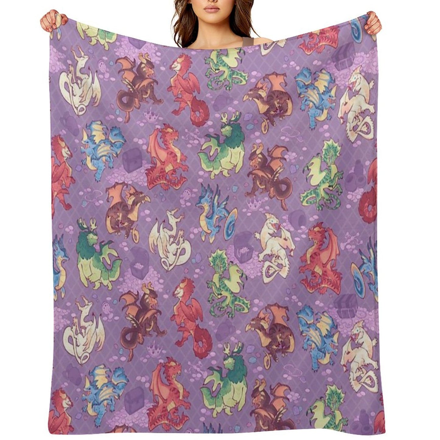 Chromatic Dragons in Purple Throw Blanket