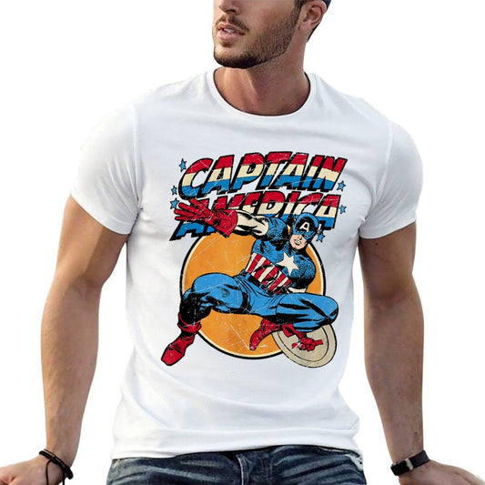 Marvel Avengers Vintage Captain America Avengers Comic  Oversized Silhouette T-Shirt
