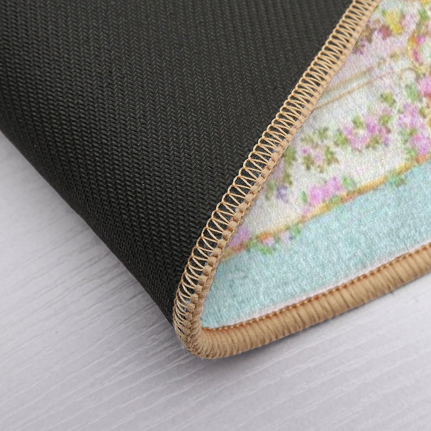 French Rococo Floral Watercolor Panel Bath Mat