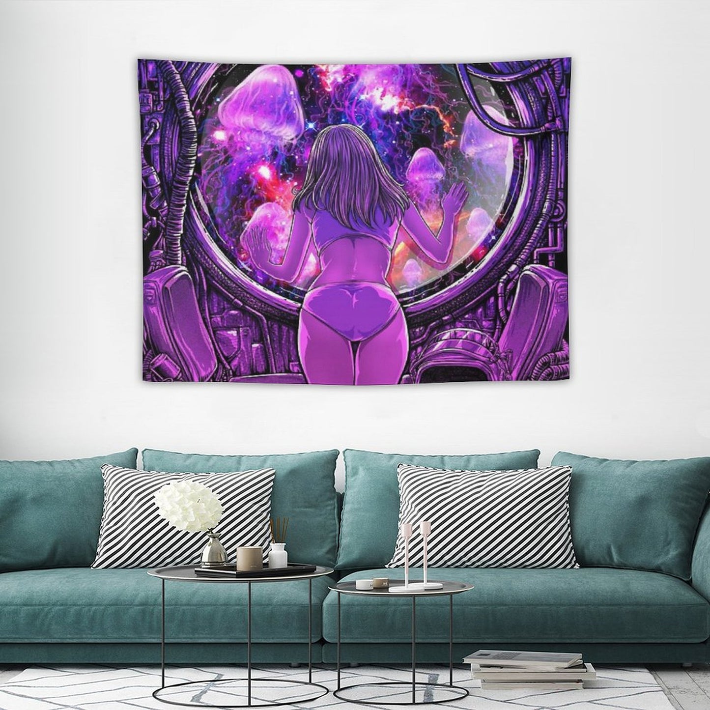 A Girl in Purple Room Tapestry