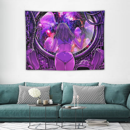 A Girl in Purple Room Tapestry