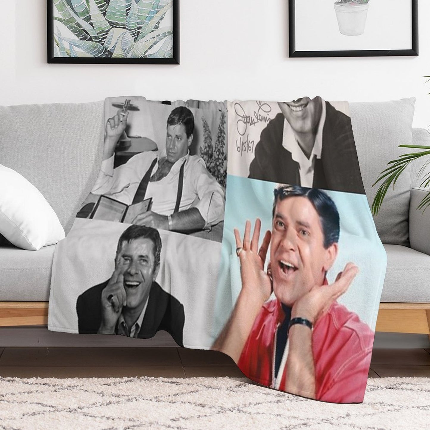 Jerry Lewis Signed Collage Throw Blanket