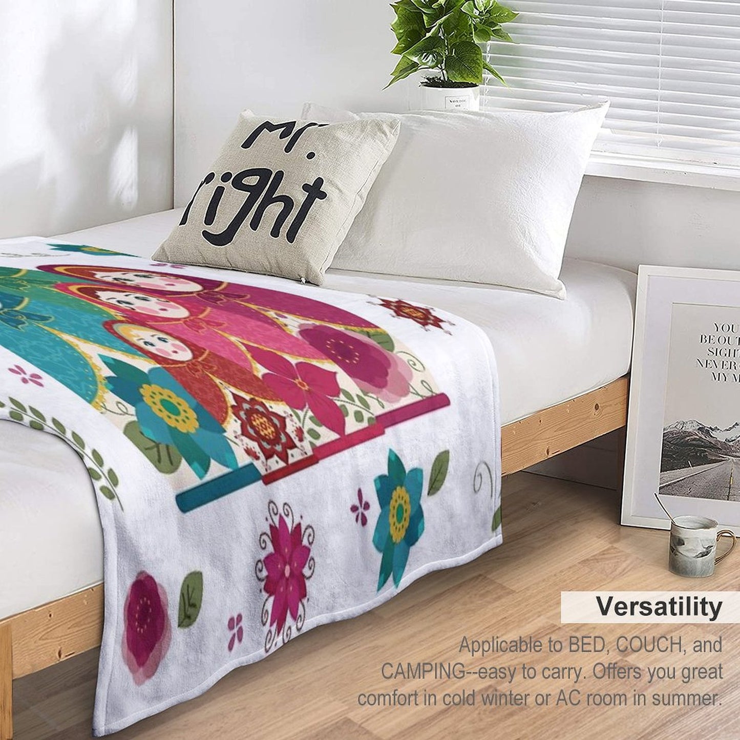 Russian Dolls White Throw Blanket