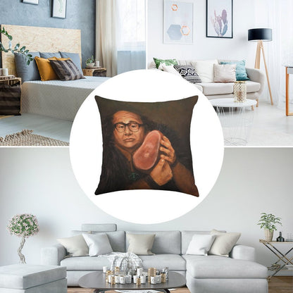 Danny Devito And His Beloved Ham Linen Throw Pillow Cover
