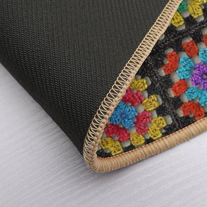 Granny Square Retro Crochet Afghan Blanket Bath Mat