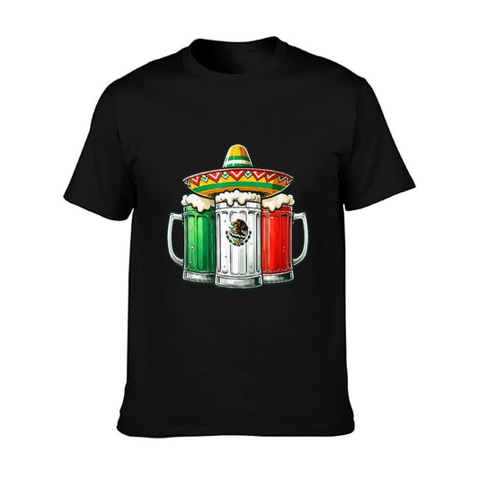 Mexico Funny Beer Mexican Flag Sombrero Hat Cinco De Mayo T-Shirt