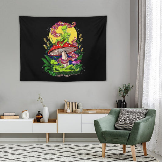 Magic Mushrooms Aliens Tapestry