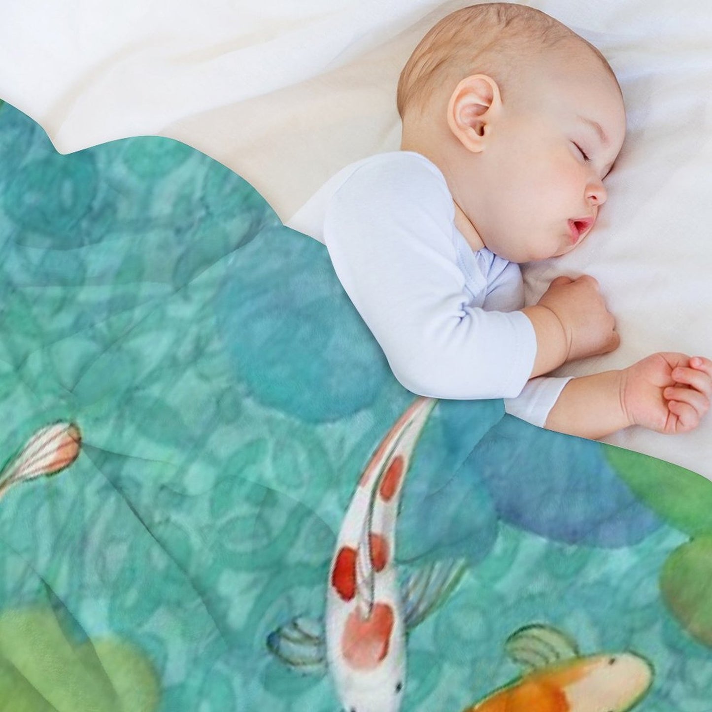 Koi Fish on Turquoise Throw Blanket