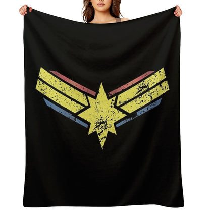 Gold, Red And Blue Star - Grunge - Distressed Throw Blanket